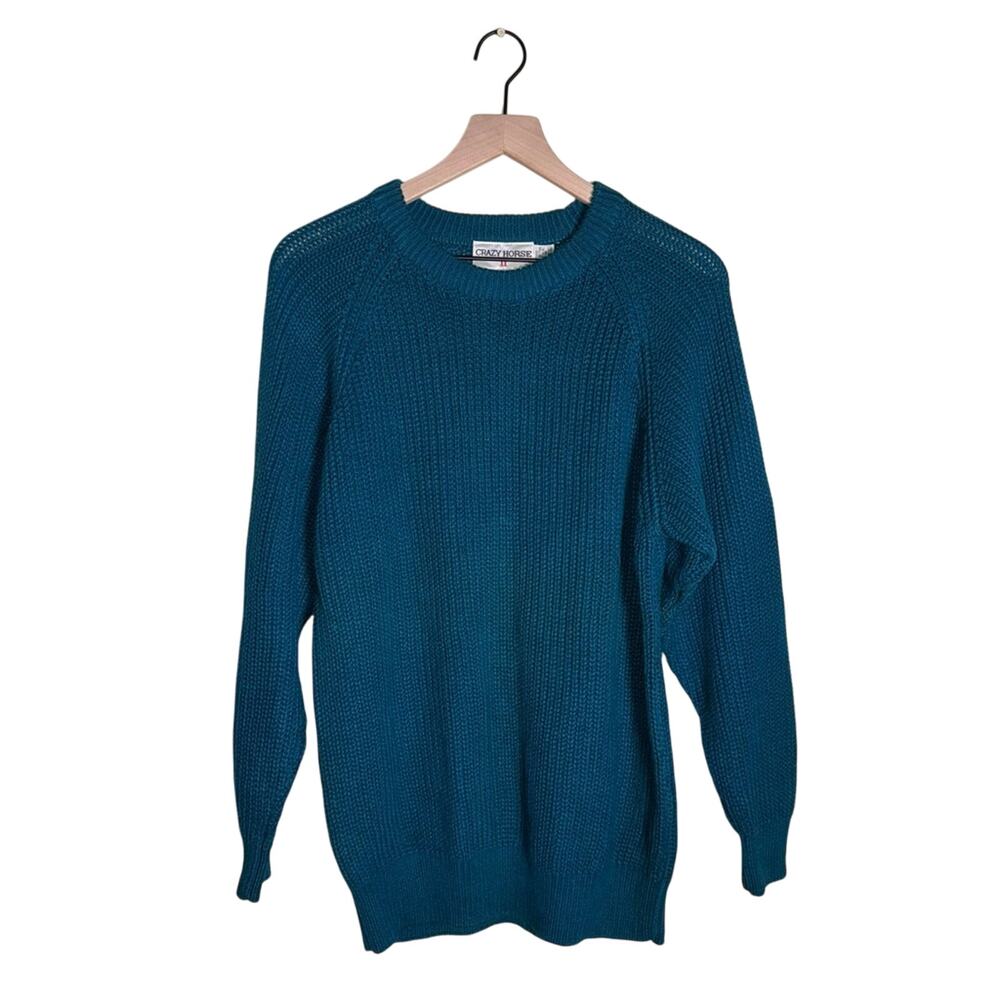 VINTAGE CRAZY HORSE 2 Large knit oversized eclectic grandpa cozy sweater L0